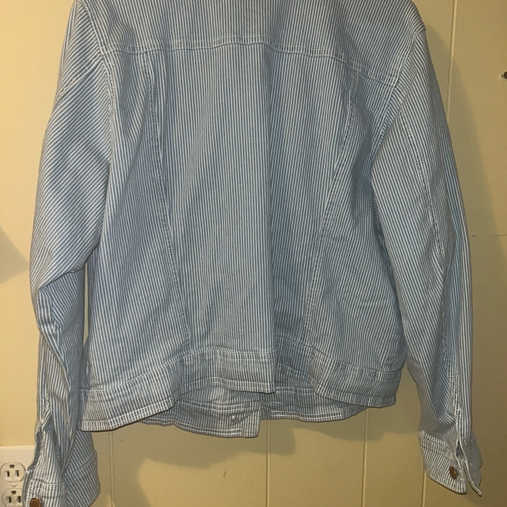 Universal Thread Pinstriped Denim Jacket - image 3